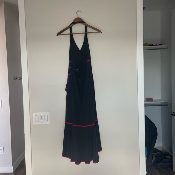 Black and red salsa Asymmetrical Halter Cocktail Sundress - Picture 7 of 11